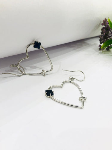 Heart Hoop Stone Earrings